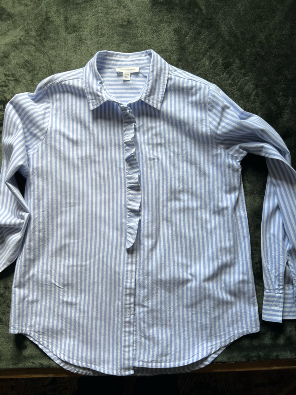 BEACH LUNCH LOUNGE Light Blue Striped  Shirt-Ruffle Placket.Perfect condition